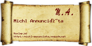 Michl Annunciáta névjegykártya